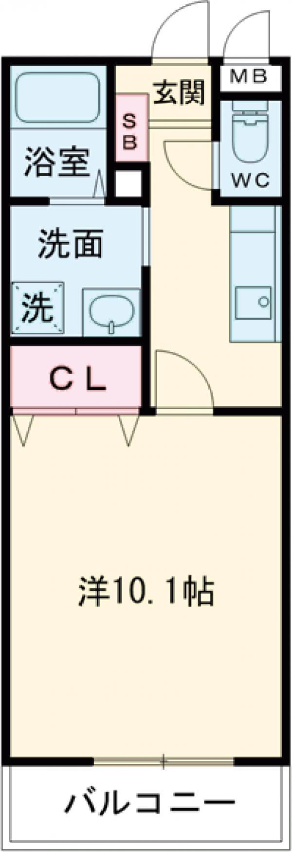 フォブール土居宮II(1K/1階)の間取り写真