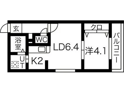 アンソレイユ(1LDK/2階)の間取り写真