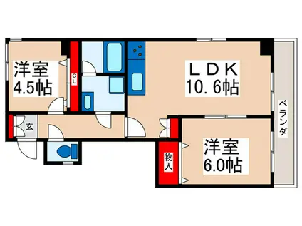 ウェーブコート1137(2LDK/4階)の間取り写真