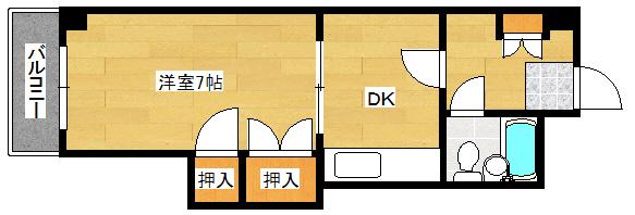 井手ビル(1DK/7階)の間取り写真