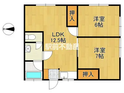 コスモ高木瀬西(2LDK/2階)の間取り写真