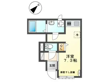 コンフォールK(ワンルーム/1階)の間取り写真