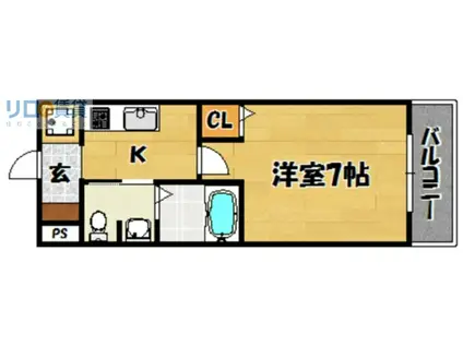 ノイヴェル小松(1K/1階)の間取り写真