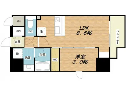 レオンコンフォート難波クレア(1LDK/13階)の間取り写真