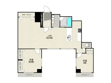 グラントピア長堀橋(2LDK/10階)の間取り写真