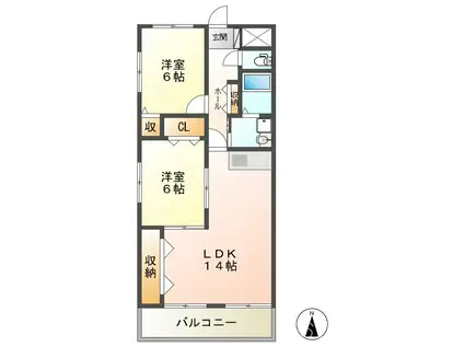 NEW CAMELLIA(2LDK/3階)の間取り写真