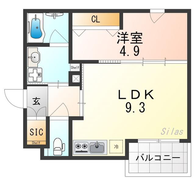 R.北車屋町(1LDK/5階)の間取り写真