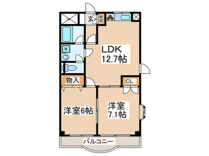 プルミエラムール(2LDK/3階)の間取り写真