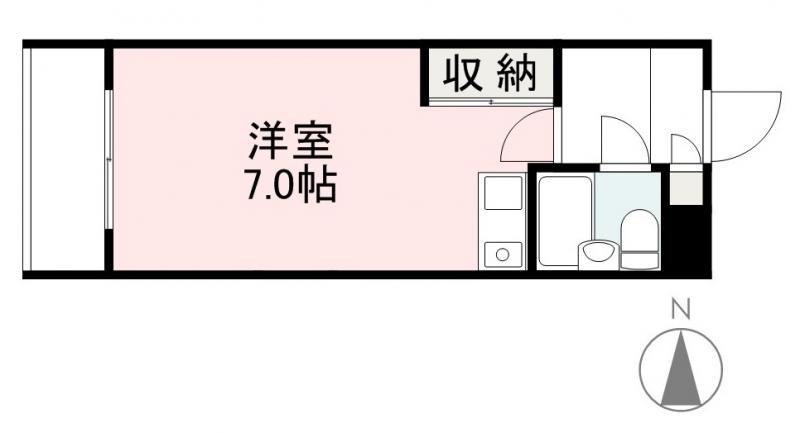 ローズ・シャンブル(1K/4階)の間取り写真