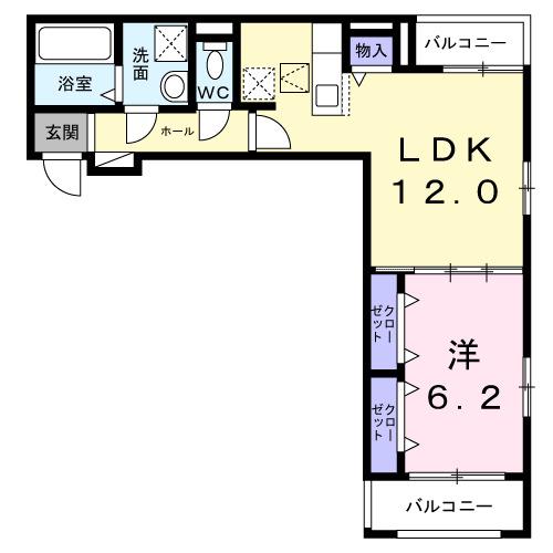 ベーネ・ウノ(1LDK/1階)の間取り写真