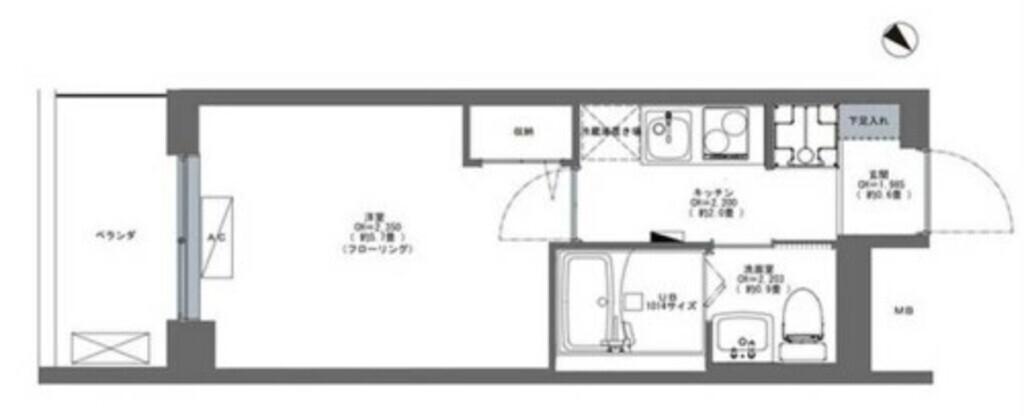 コンフォリア早稲田DEUX(1K/2階)の間取り写真