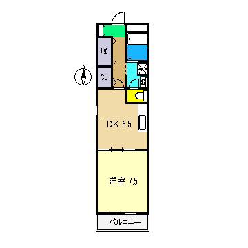 フレグランス西町(1DK/3階)の間取り写真