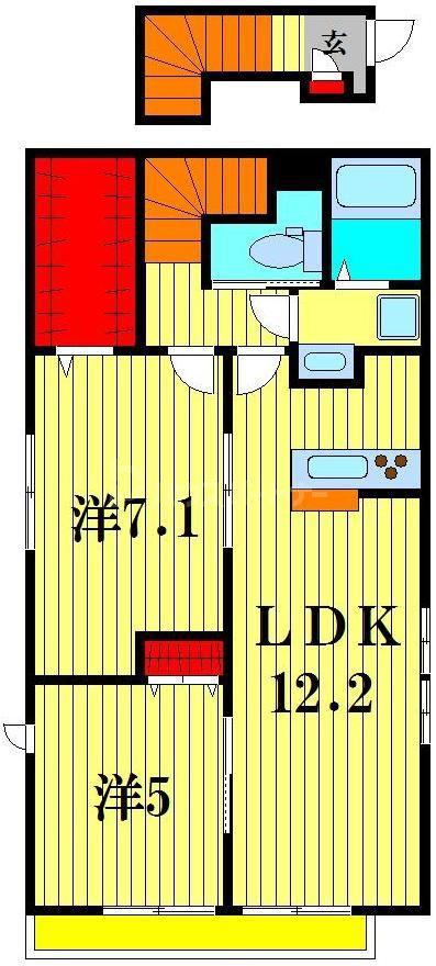 ラ・ストラーダ(2LDK/2階)の間取り写真