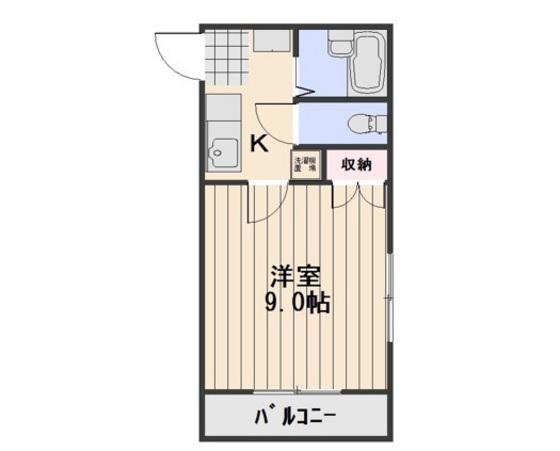 奥田西町ハイツ(1K/4階)の間取り写真