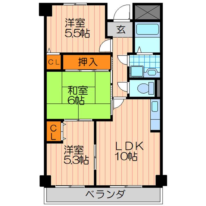 ルミネノヴァ菊田(3LDK/5階)の間取り写真