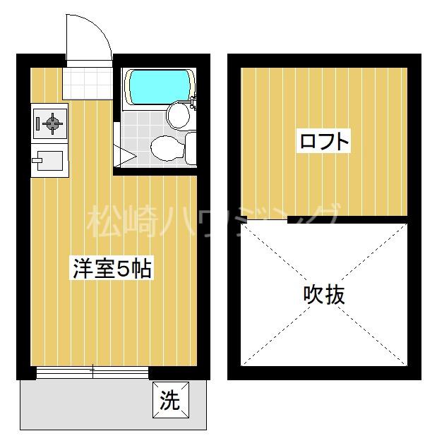 ホワイト松が丘(ワンルーム/1階)の間取り写真
