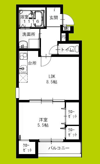 フジパレス高石駅南I番館(1LDK/1階)の間取り写真