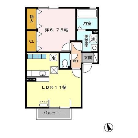 ヴィラ・サンライズA(1LDK/1階)の間取り写真