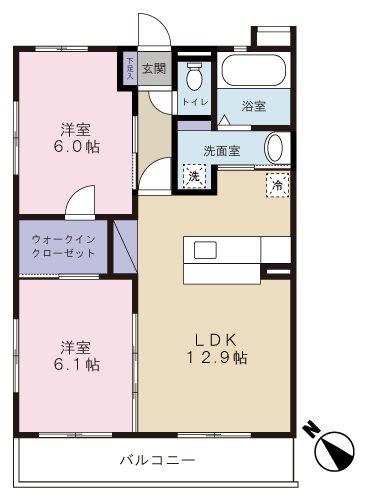 グラン リヴァー(2LDK/3階)の間取り写真