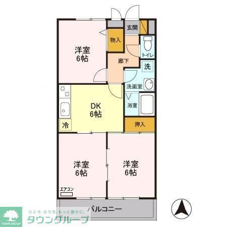 プレヤーデンB(3DK/1階)の間取り写真