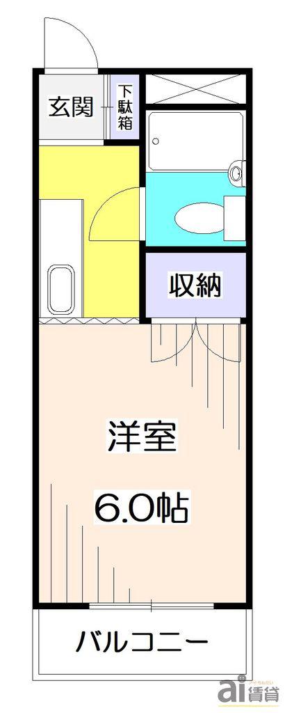 ファミール清水(1K/2階)の間取り写真