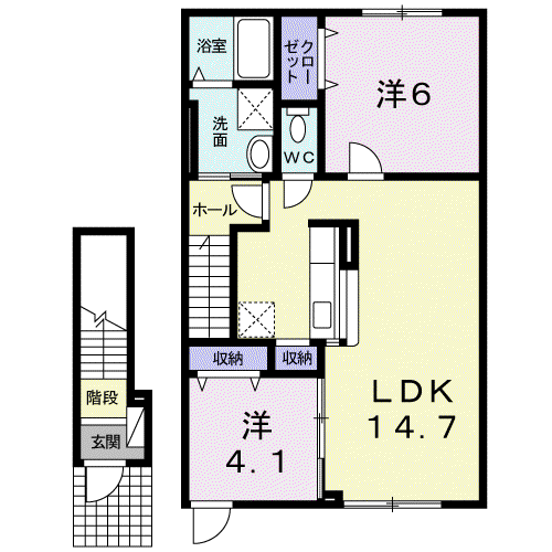 インプレス(2LDK/2階)の間取り写真