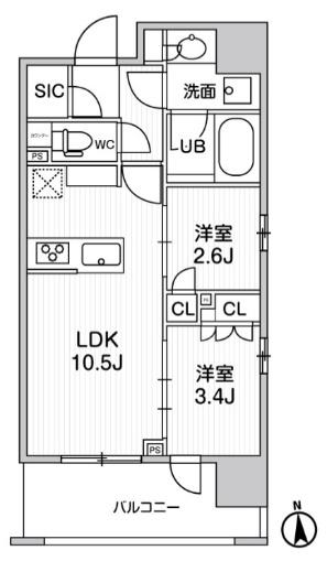 SEASON FLATS新御徒町イースト(2LDK/12階)の間取り写真
