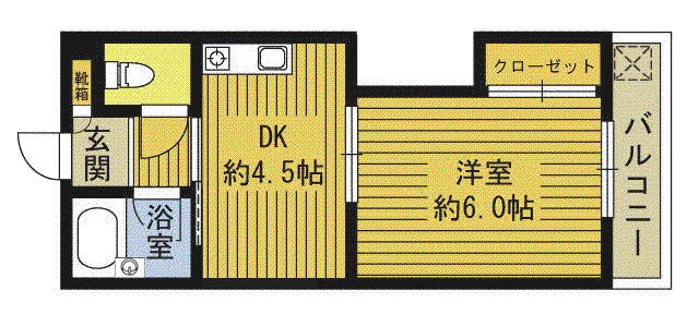 サンシティ顕徳(1DK/5階)の間取り写真