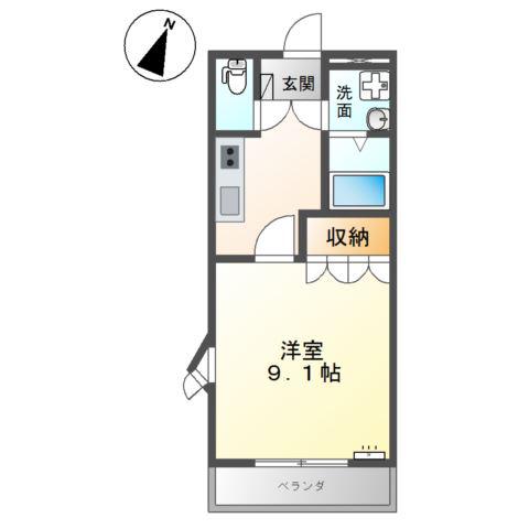 オーピースドゥプリンセス(1K/2階)の間取り写真