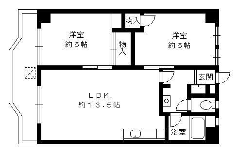 第一横尾ビル(2LDK/1階)の間取り写真
