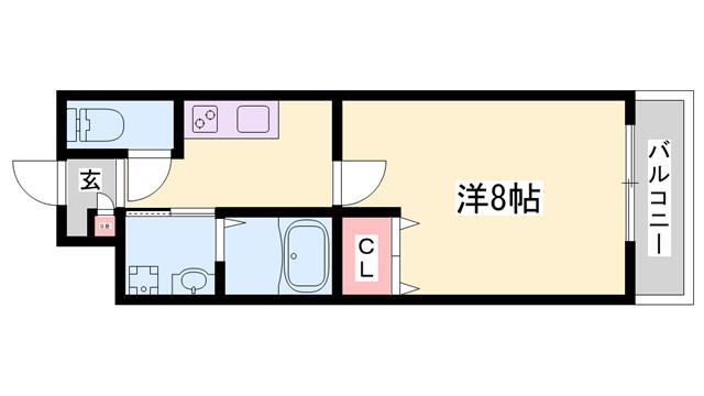 クローバー英賀保駅前(1K/1階)の間取り写真