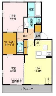 HOUSE BEBE(2LDK/2階)の間取り写真