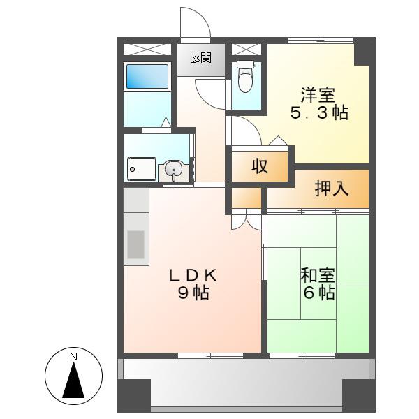 新橘ビル(2LDK/3階)の間取り写真