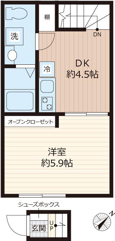 AVENS(1DK/2階)の間取り写真