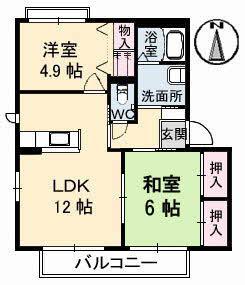 エアト ベール C棟(2LDK/2階)の間取り写真