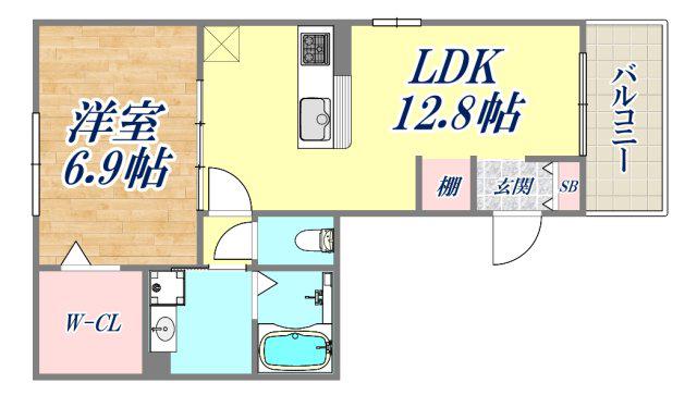 リヴェール(1LDK/2階)の間取り写真