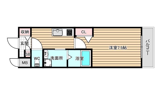 アーバンコート伝法(1K/1階)の間取り写真