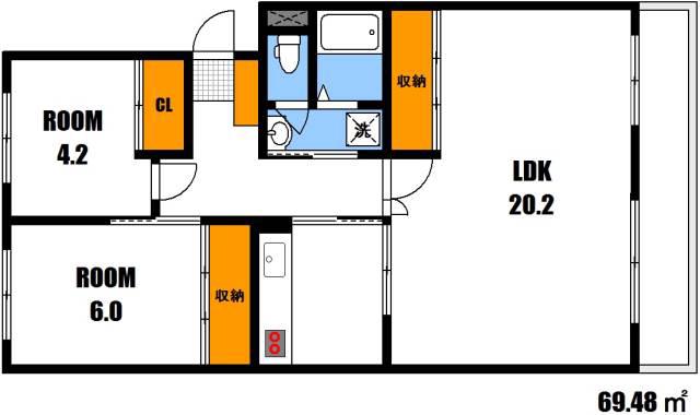 APファイン大町(2LDK/4階)の間取り写真