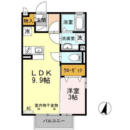 よろづや5 C(1LDK/2階)の間取り写真