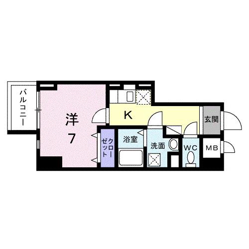 スアヴィス平塚八重咲(1K/2階)の間取り写真