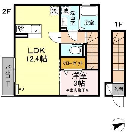 コーポ・マルマサ III(1LDK/2階)の間取り写真
