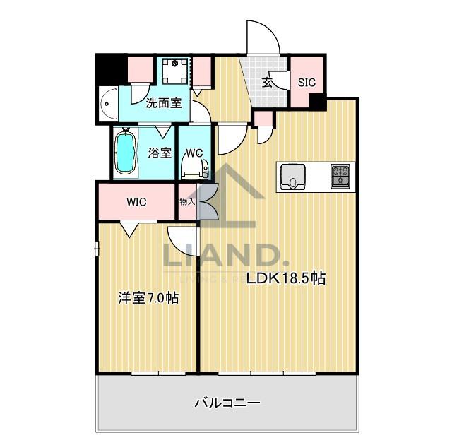 S-RESIDENCE大手門AWESOME(1LDK/12階)の間取り写真