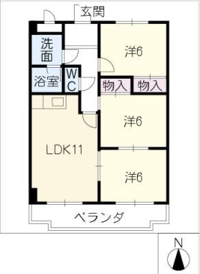 ラメゾンクレール(3LDK/4階)の間取り写真