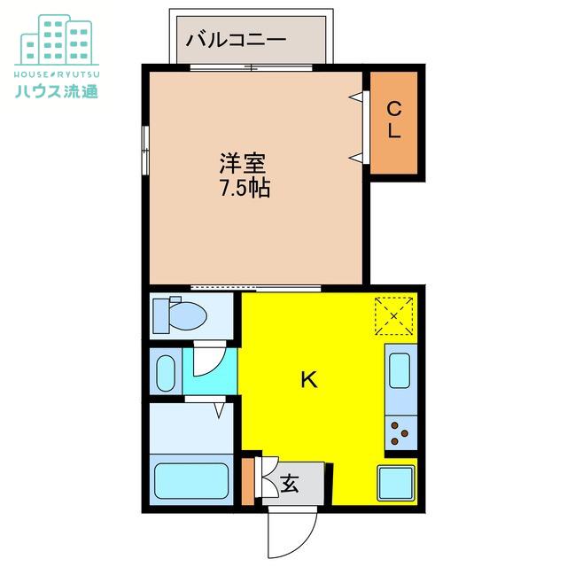 堤第2ハイツ(1K/1階)の間取り写真