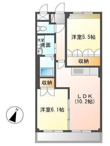 ティアナグリーンヒル(2LDK/2階)の間取り写真