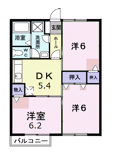 ファミールメゾン吉村B(3DK/1階)の間取り写真