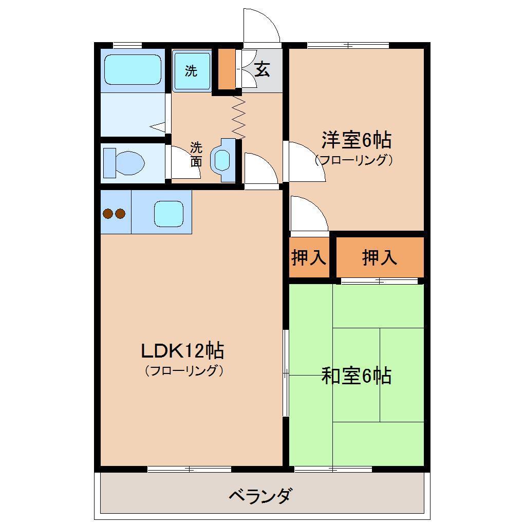 ファルール吉永(2LDK/2階)の間取り写真