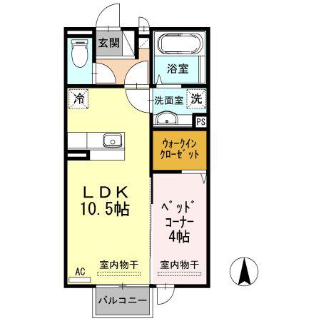 サンリジェール(1LDK/2階)の間取り写真