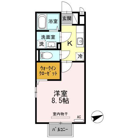 コージーコートII(1K/1階)の間取り写真