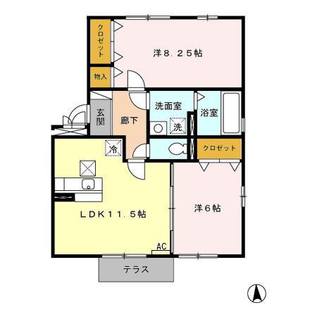 ジューンベリー(2LDK/3階)の間取り写真